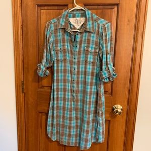 Ryan Michael Plaid Shirt Dress